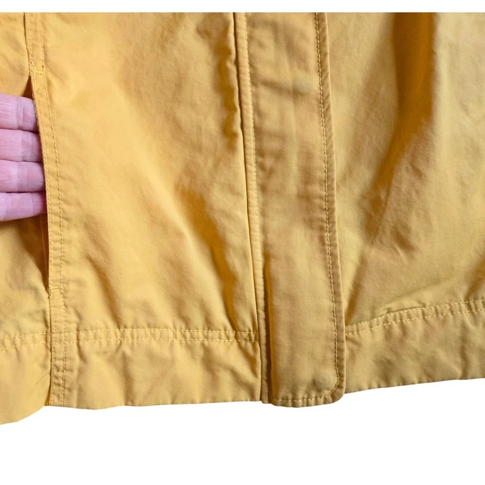 Chic‎ Yellow Funnel Neck Swing Rain Jacket, L 3/4 Sleeve Lightweight Windbreaker